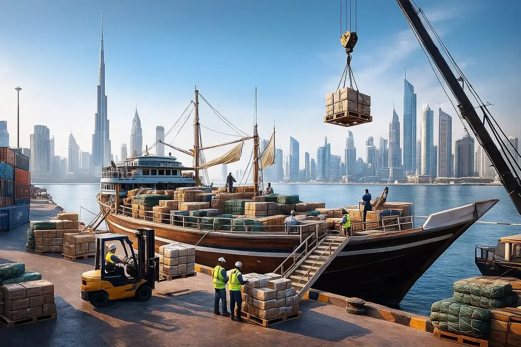 شیوه واردات ته لنجی به صورت کاملا قانونی (مصوبه ۵٪) 1 واردات ته لنجی قانونی مصوبه 5 درصد | بارگیری کالا در دبی توسط لنج